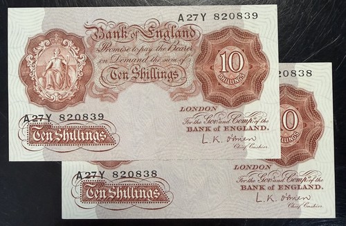 Ten shillings note - x,