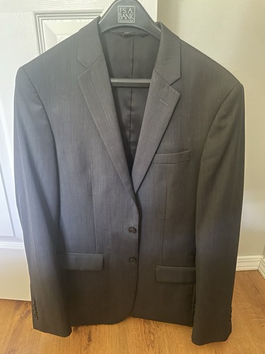 Jos bank gray wool suit - wool,