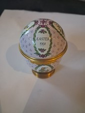 Halcyon Days Enamels Easter Egg 1991 Dated Enamel Egg with stand