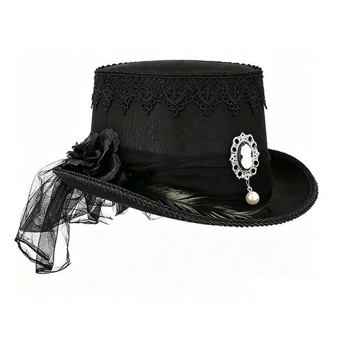 Black victorian gothic - top, hat