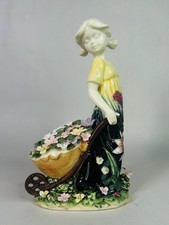 BOXED Vintage Old Tupton Ware Young Girl & Wheelbarrow SUMMER BOUQUET Figurine