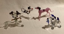 Vintage Small Handmade Blown Glass Dog Figurines Murano Glass Style Bundle
