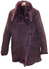 Women BURBERRY London English Made Purple 100% Sheepskin Jacket Coat UK 12