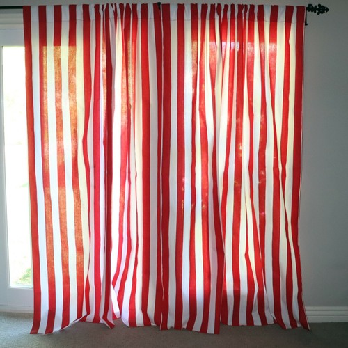 Cotton stripe print curtain - print,