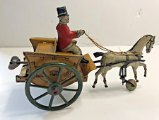 Antique Greppart kelch Tinplate Lithograph Horse Drawn Carriage Wind Up