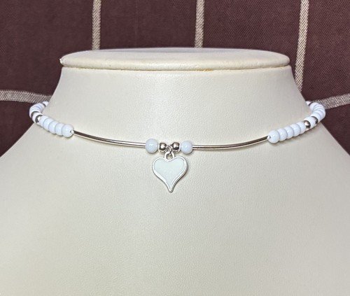 Cute enamel heart white - cute,
