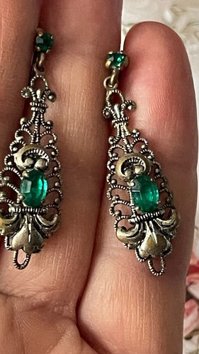 Czech filigree emerald green