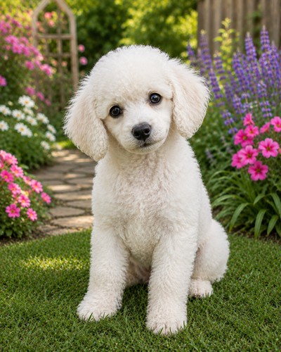 White poodle puppy - white, dog