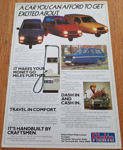 Reliant rialto car brochure - reliant,