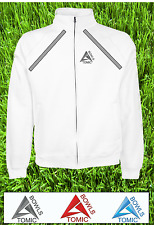 Atomic Bowls Mens Womens Unisex Lawn Bowls White Full Zip Sweatshirt Jacket 