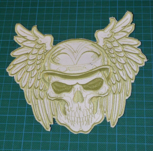 Wing skull biker back - skull, patch