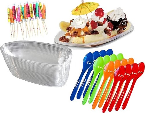 Clear plastic banana split - clear,