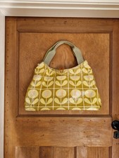 Orla Kiely  Oilcloth Shoulder Bag Brown Green Print Cotton Lined