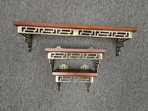 Vintage set brass wood - of,