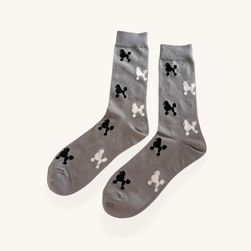 Poodle dog socks grey - poodle,