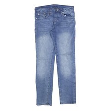 TRUE RELIGION Boys Slim Blue Denim Light Jeans W28 L28 Stylish Cotton Blend Zip