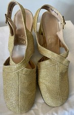 Gold Lurex Mod Shoes. Vintage
