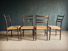 Swedish Sid Chairs in Elm and Brown Skai by Yngve Ekstrom for Gemla, 1960s x 4
