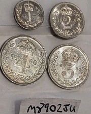 1890 Victoria JH Maundy Silver 4d,3d,2d,1d Coins Set  GEF /UNC No Case M8902JU