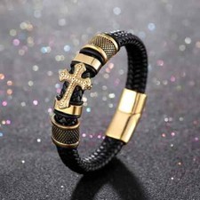 Mens Leather Bracelet Braided