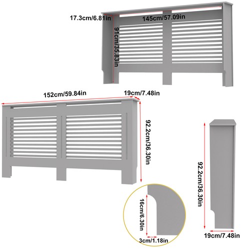 92cm tall radiator - 92cm, white