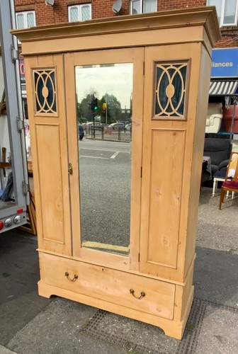 Antique pine warbrobe with - antique,