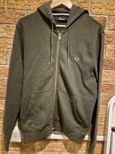 Fred Perry khaki green full zip hoodie size medium