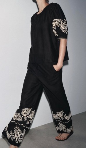 Zara black embroidered - set,