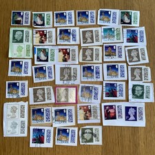 40 Franked on Paper Some Higher Value Barcoded GB Stamps 