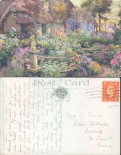 Cottage garden with statue