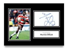 Martin Offiah Signed A4 Photo Autograph Card Wigan Rugby Gift Display Signature