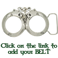 Handcuffs Removeable Belt Buckle Chrome Gothic Emo Biker Rock Punk police cops.