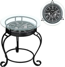 Glass Working Clock Side Table