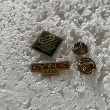 Job lot of 2 Lynx Atari and Sega computer games vintage metal lapel pins
