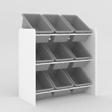 Children's Toy Storage Unit with 9 Removable Plastic Bins Kids Shelves Organiser