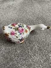 Crown Fine Bone China, England Floral Design Goose Duck Ornament 