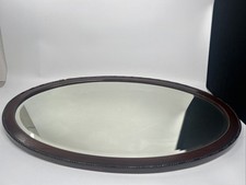 Vintage Victorian Mahogany Framed Oval Mirror Wall Hanging Large Antique Old
