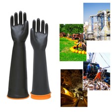 1Pair 55cm PPE Latex Gauntlets Long Gloves Rubber Anti Chemical Industrial Mitte