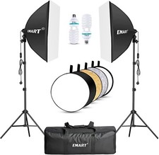 1000W Softbox Lighting Kit with Reflectors, 24" Photo Studio Light E27 Socket