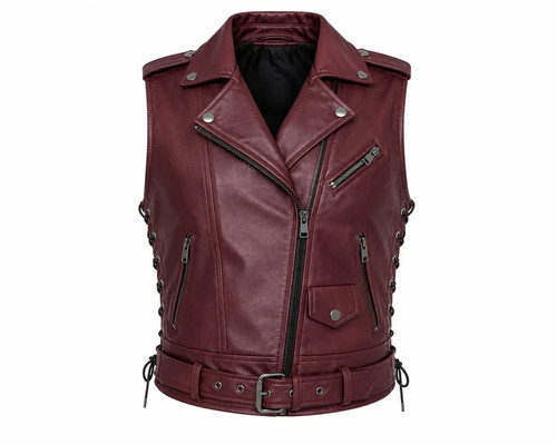 Men burgundy leather biker - burgundy,