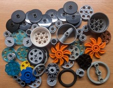 LEGO Technic bundle - pulley, wheel, disc, round - 50+ parts - black, old grey