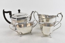 Art Deco Four Piece Silver Plated Tea Set Teapot Milk Jug Made in Sheffield 