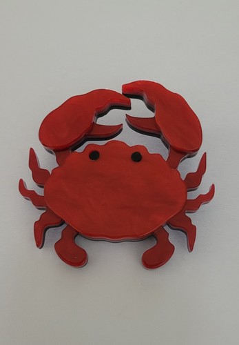 Acrylic red crab brooch