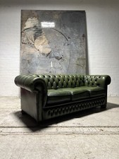 A Rich Green Leather Chesterfield 3 Seater Sofa