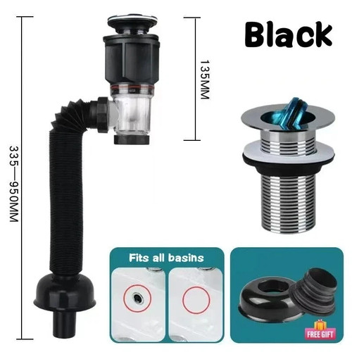 Black universal sink - black, drain