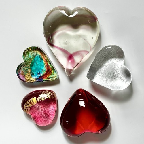 Art glass hearts - glass,