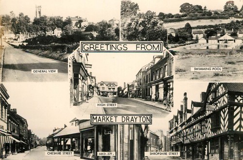 Market drayton postcard - market,
