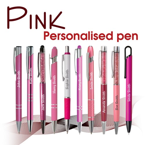 Personalised metal pen pink - metal,