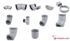 Osma 112mm Half Round Gutter & 68mm Round Down Pipe Fittings in Grey 0T0