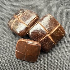 1950s Vintage Med Square Leather Brown Coat Jacket Replacement Buttons